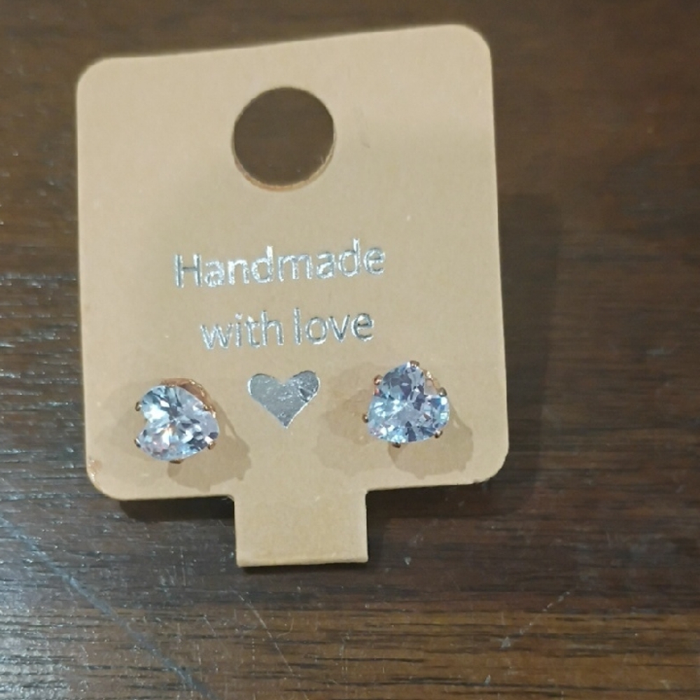 Source Unknown Heart-Shaped Silver Earrings